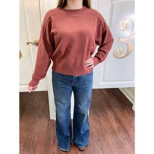 NEW CHARLOTTE AVERY paige crewneck sweater in rust